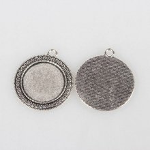 2 x 25mm sølv cabochonholdere, cabochon anheng 52AS 