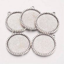 2 x 25mm sølv cabochon holdere, cabochon anheng 19AS-RS 