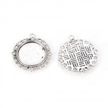 2 x 20mm sølv cabochonholdere, cabochon anheng 15290AS
