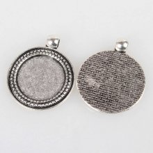 2 x 20mm sølv cabochon holdere, cabochon anheng 07AS 
