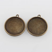 2 x 20mm bronse cabochonholdere, cabochon anheng 41AB 