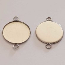 Rund cabochonholder 18 mm Rustfritt stål 2 ringer