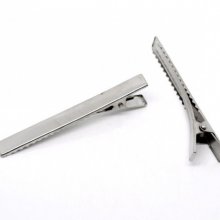 Sett med 10 krokodilleklemmer - Sølv 75 mm x 9 mm