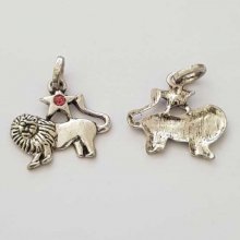 Stjernetegn charm Lion Silver Metal nr. 03 med rhinestones