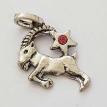 Stjernetegn charm Steinbukken sølvbelagt N°03 med rhinestones