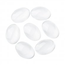 10 ovale cabochoner 25 x 35 mm i klart burrglass N°20