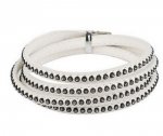 Lær 06 mm Hvit innlagt med rhinestones 1 meter