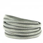 06 mm Grey Infinity Ball Leather med nikkelfri kulekjede per 20 cm