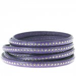 Leather Ball Violet 06 mm med nikkelfri kulekjede per 20 cm