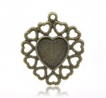 1 cabochonholder Hjerte N°01 Bronse