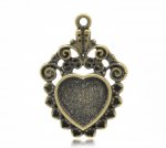 1 cabochonholder Hjerte N°04 Bronse