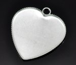 1 cabochonholder Hjerte N°05 Sølv