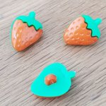 Fancy knapper, barn, babyer Jordbær mønster N°03 grønn og oransje