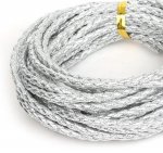 5 meter Rund flettet kunstlærsnor Sølv 3 mm