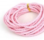 5 meter Rund flettet kunstlærsnor Rosa 3 mm