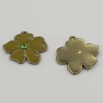 Emaljert metallblomst 25 mm Khaki