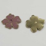 Blomst Metall Emalje 25 mm Lilla