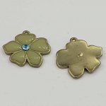 Blomst metall emalje 25 mm lysegrønn
