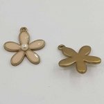 Blomst Metall Emalje 26 mm Krem