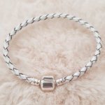 European Clip Bracelet Plain 01 FRA 15 TIL 23 CM Hvitt