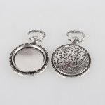 2 x 20mm cabochonholdere sølv lommeur, cabochon anheng 74AS