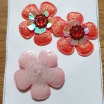Sett med 3 blomster 5 kronblader Tissus Red