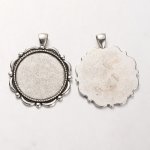 2 x 30mm sølv cabochonholdere, cabochon anheng 37AS