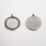 2 x 25mm sølv cabochon holdere, cabochon anheng 17AS