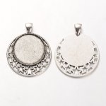 2 x 25mm sølv cabochon holdere, cabochon anheng 30AS