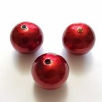 Rund perle i papier maché GT 30mm Rød