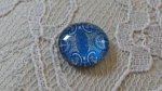 glass cabochon rund 12 mm blå blomst 039 