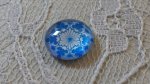 glass cabochon runde 12mm blå blomst 031 