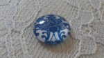 glass cabochon rund 12 mm blå blomst 024 