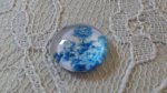 glass cabochon rund 12 mm blå blomst 016 
