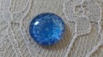 glass cabochon rund 12mm blå blomst 015 