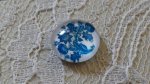 glass cabochon rund 12mm blå blomst 004 