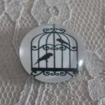 cabochon rundt glass 25mm fugler 002 