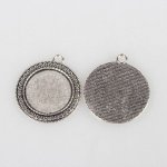 2 x 25mm sølv cabochonholdere, cabochon anheng 52AS 