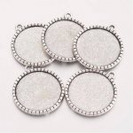 2 x 25mm sølv cabochon holdere, cabochon anheng 19AS-RS 