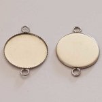 Rund cabochonholder 18 mm Rustfritt stål 2 ringer