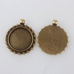 2 x 25 mm bronse cabochonholdere, cabochon anheng 80AB