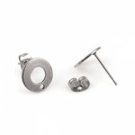 Øredobbeholder 10 mm rustfritt stål rund chip N°04 Sølv