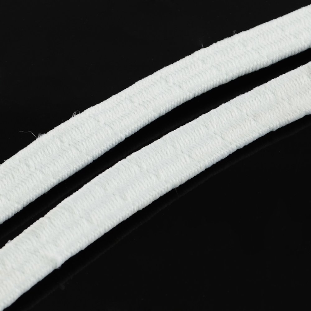 Elastisk hvit flatt gummi 5 mm x 10 meter
