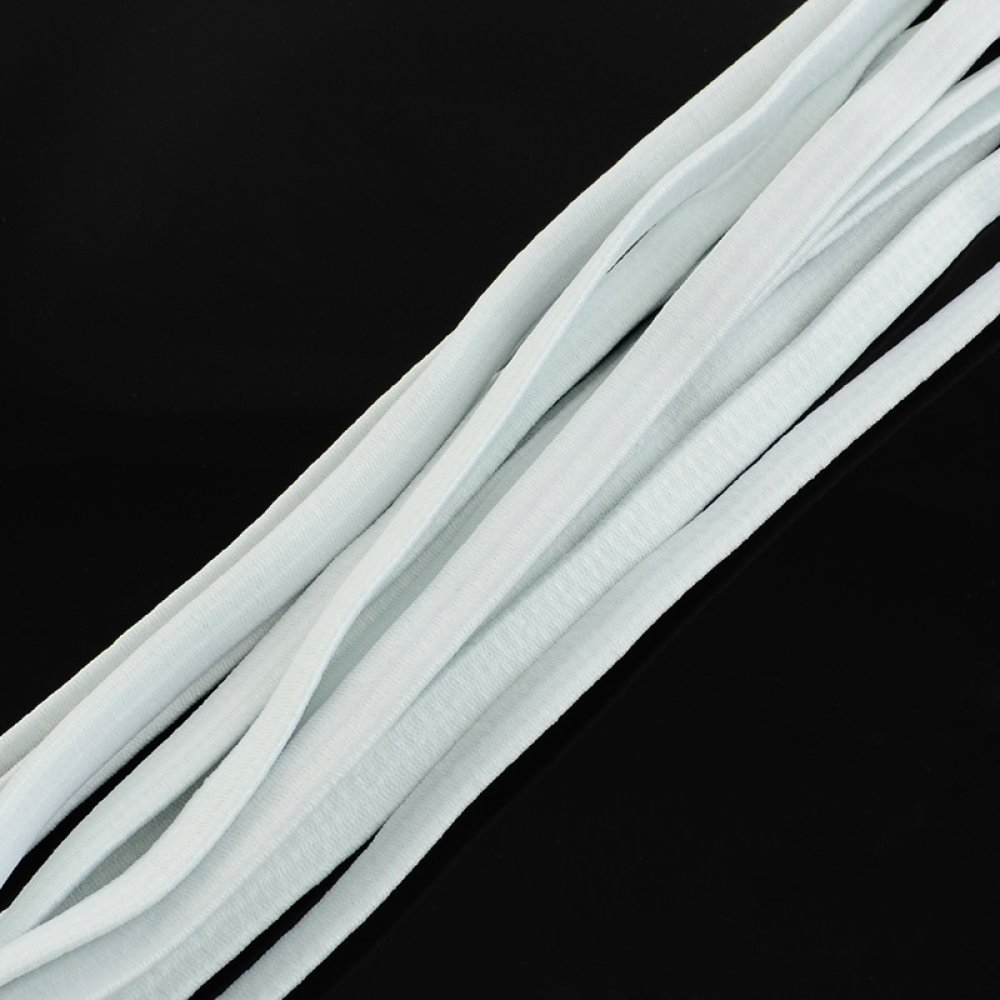 Elastisk hvit flatt gummi 5 mm x 10 meter