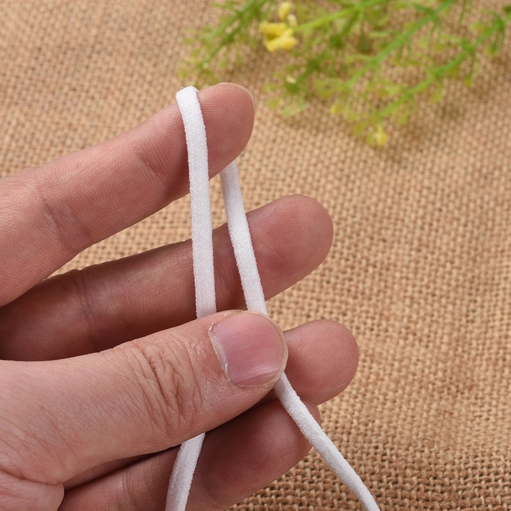 Flat Polyester Elastikk 4 mm hvit til 10 cm
