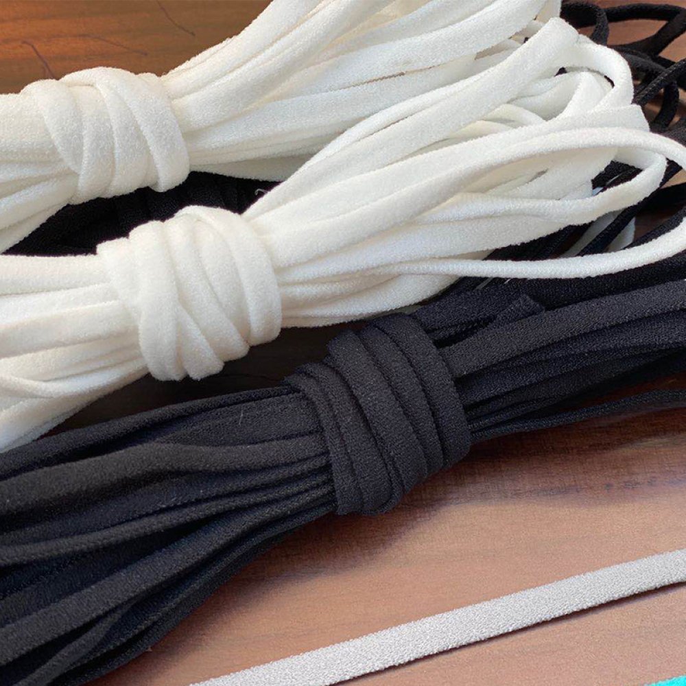 Elastisk Polyester Nylon Flat 4 mm svart per meter