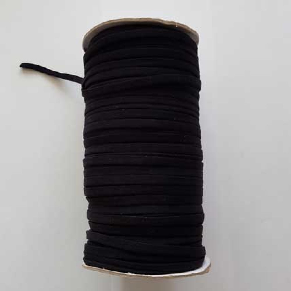 Elastisk Polyester Nylon Flat 4 mm svart x 100 meter