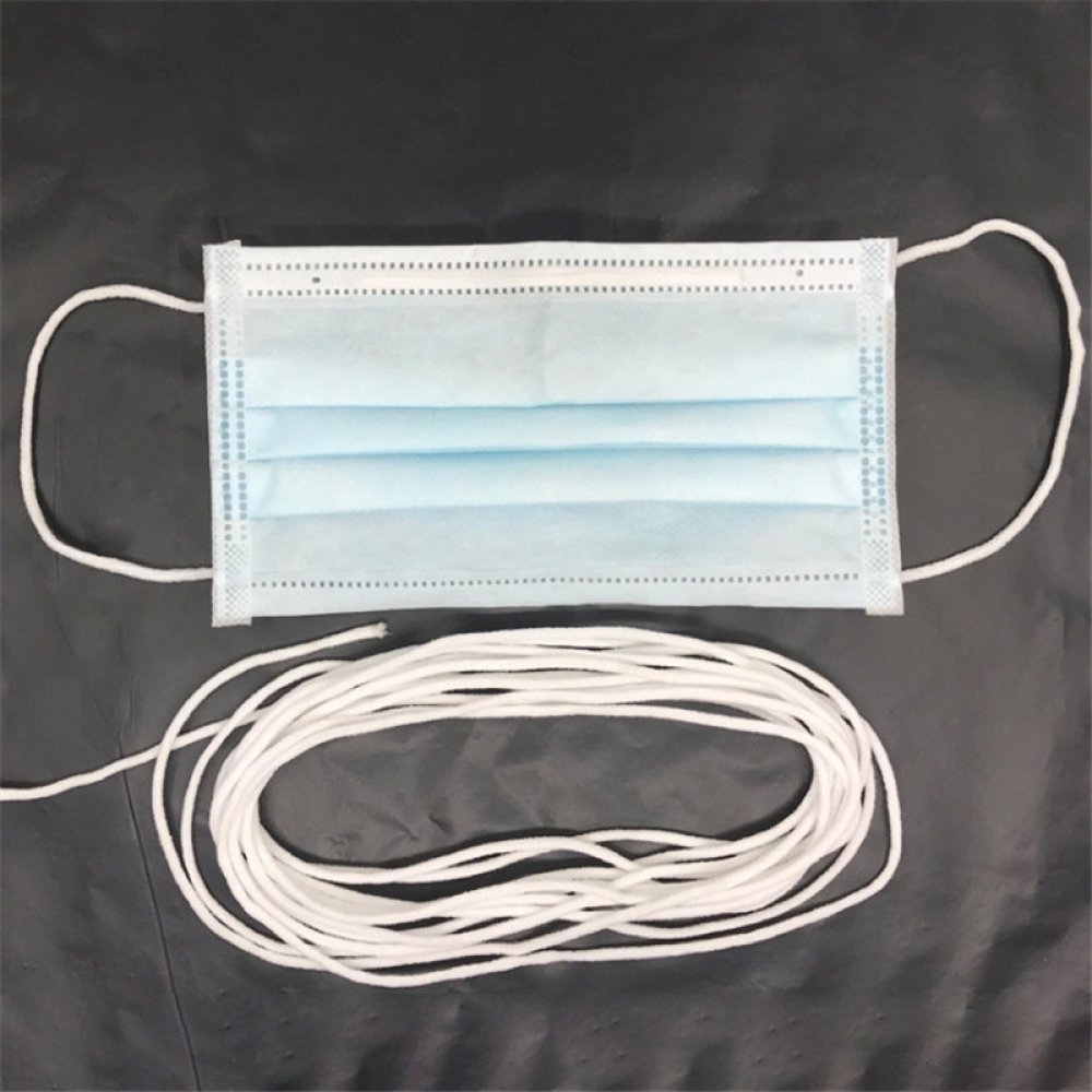 Elastisk maske Polyester rund 2,5 mm Hvit x 6,5 meter