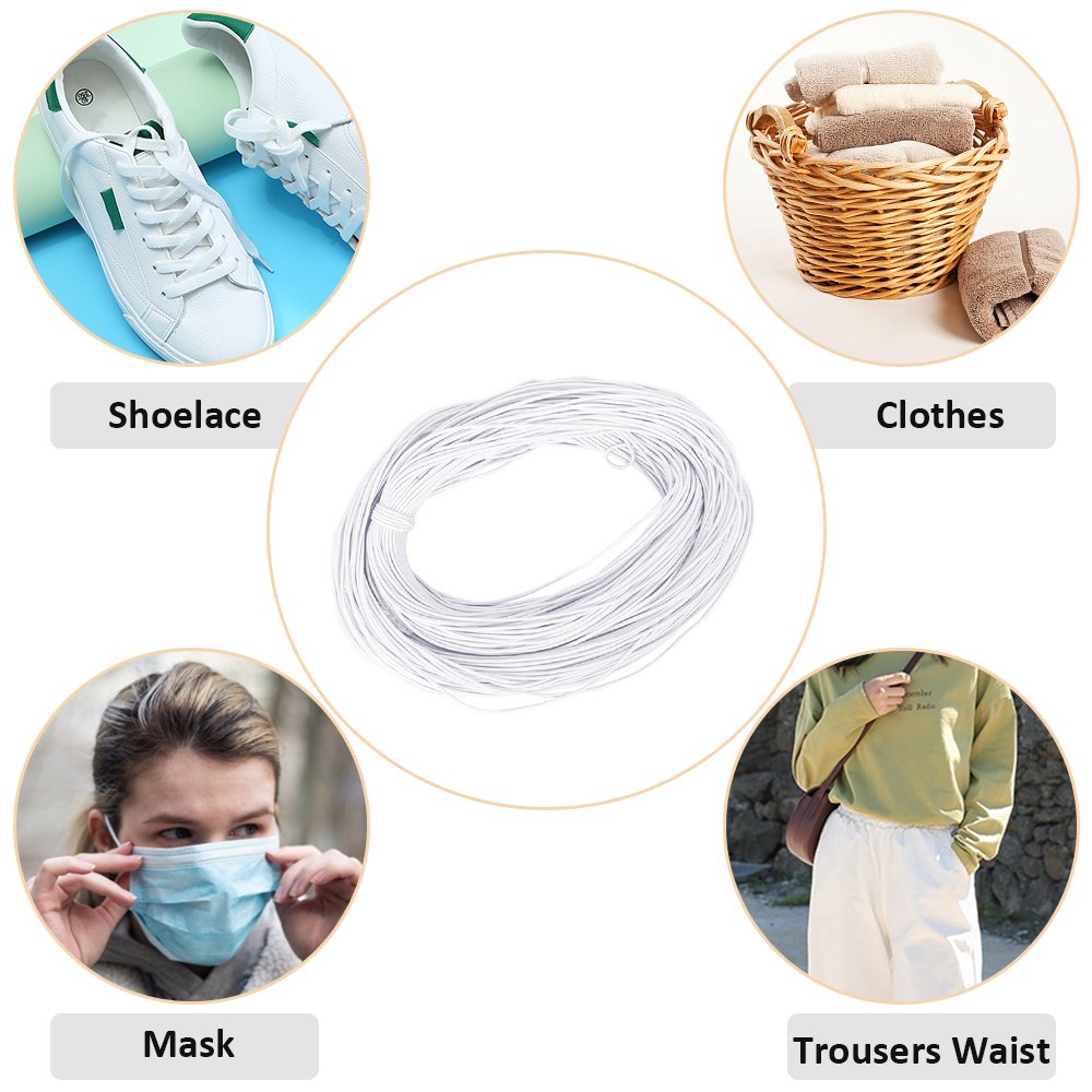 Elastisk maske rund 2,5 mm Hvit til 10 cm