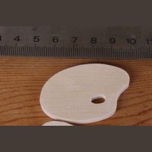 miniatyr figurmalerpalett i massivt lønnetre, 3 mm tykk, som skal dekoreres, limes, håndlaget scrapbooking-utsmykning